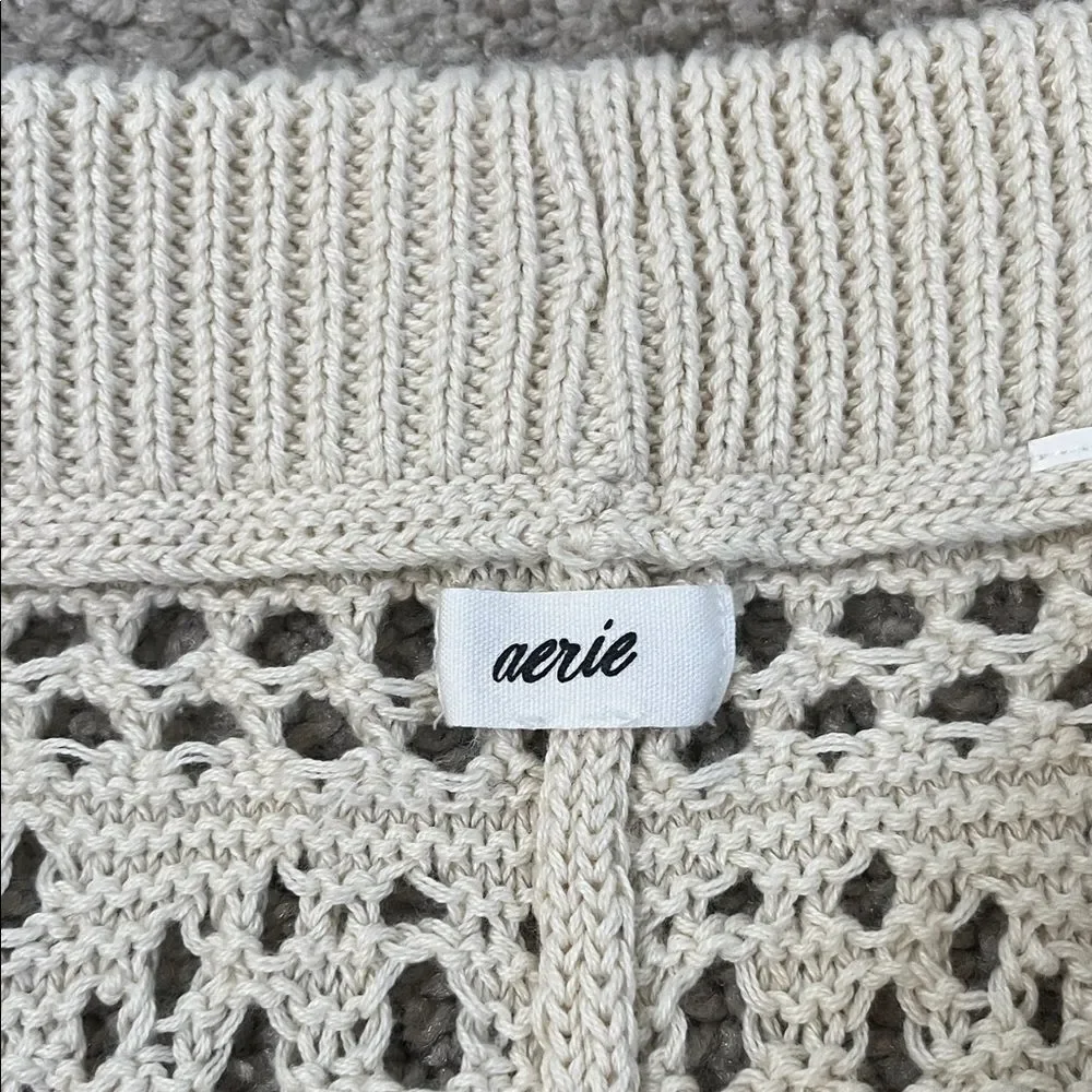 Aerie Cream Crochet Wide Leg Party Pants Swim Coverup Beach Festival Resort
